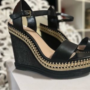 Only worn once! Relinia-96 Black Aldo Ankle Wedge Sandle.